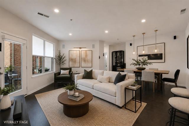 Living room at Residence 219, 26 Avenue at Port Imperial in West New York